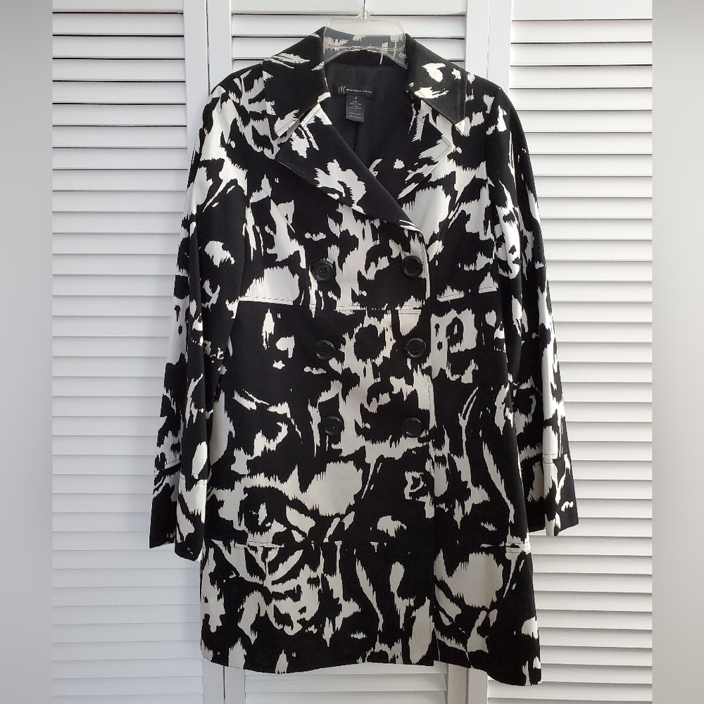 INC International Concepts Black and White Pea Coat Size S